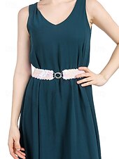 baratos Dia de São Patricio-Cinto feminino de lantejoulas, em poliéster elástico, disponível em várias cores, perfeito para o Dia de São Patrício, carnaval e uso diário.