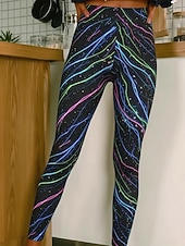 economico -Per donna Leggings Leggings comodi Vacanza Vintage Casual Lunghezza intera Vita Alta Grafico A righe Stampa Confortevole Alta elasticità Casuale Quotidiano Vacanza Blu Rosso Verde Primavera Autunno