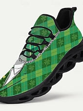 cheap Men's Shoes-Men's St. Patrick's Day Sneakers – Fun Green Shamrock and Argyle Pattern, Lightweight, Ideal for Celebrations and Festive Occasions