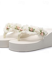 economico Donne-Per donna Passeggiata Spiaggia Festa in giardino Applicazioni Tacco basso Punta bicolore Elegante Bohemien Vacanza Microfibra Slip-on Avorio