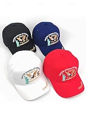  כובע רקום לגברים - יום השנה ה-250 לארה"ב, רב צבעים, יום העצמאות האמריקאי, עיצוב נשר פטריוטי ופסל החירות, התאמה מתכווננת לחגיגות חוץ וחגים