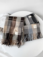 halpa Miesten solmiot ja rusetit-Miesten villajäljitelmäpolyesterihuivi, ruudullinen kuvio, useita värejä, täydellinen lahjaksi