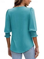 economico Maglietta Arte &amp; Design-Per donna Maglietta Semplice Casual Manica 3/4 Girocollo Top Regolari Quotidiano Uscire Weekend Blu Nero Bianco Rosso Primavera Autunno