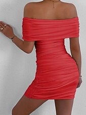 economico Vestito Semplice-Per donna Mini Abito Vestito da Festa Abito da Cocktail Tubino Moda Moderno Feste Cocktail party Vestibilità regolare Semplice Senza Maniche Senza Spalle Nero Bianco Giallo Rosso Estate