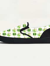  Zapatos verdes sin cordones para hombre, ideales para el Día de San Patricio. Estampado de trébol de la suerte. Cómodos y elegantes, ideales para celebraciones del Día de San Patricio, ropa informal y eventos festivos.