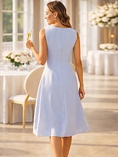  Duas Peças Linha A Até os Joelhos Vestido de convidada de casamento Vestido Para Mãe dos Noivos Sem Manga Scoop pescoço Elegante Convidado do casamento Festa de Casamento Chiffon Renda Vestidos de