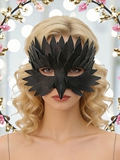 halpa Lisätarvikkeet-Naisten Mardi Gras vihreä höyheninen nahkanaamio - lintuinspiroitu puvustuslisävaruste 3D-kerroksilla venetsialaiseen karnevaaliin ja naamiaisjuhliin