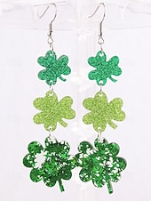 levne Příslušenství-Dámské náušnice s trojlístkem ke Dni svatého Patrika, akrylový materiál, různé styly jetelů, lehké a třpytivé, doplňky pro dámy v irském stylu, ideální na průvody, večírky a sváteční oslavy.
