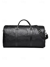 economico Borsoni da viaggio-Borsa da weekend da uomo in similpelle con motivo coccodrillo, tracolla regolabile, grande capacità, impermeabile, perfetta per gite del fine settimana e brevi viaggi di lavoro