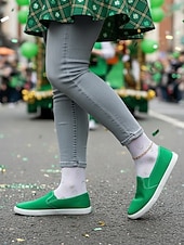 preiswerte St. Patrick&amp;#39;s Day-Grüne Damen-Slipper aus Canvas zum Hineinschlüpfen für den St. Patrick's Day – bequeme, lässige und vielseitige Sneaker für Paraden, Festivals und den Alltag