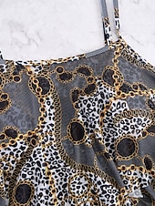 Χαμηλού Κόστους Τανκίνι-Γυναικείο Tankini 2 τεμαχίων Μαγιό Λεοπάρ Briefs Έλεγχος Κοιλιάς Ψηλή Μέση Αδύνατο Ανοιχτή Πλάτη Διακοπές Παραλία Floral Scoop Neck Άνευ Μανικιών Μαγιό