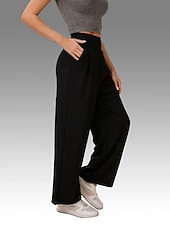 ieftine picior lat și talie înaltă-Pentru femei Mărime EU / US Activ Picior Larg Pantaloni Stilat Casual / Sport Lungime totală Talie ÎnaltăPantsHalloween Crăciun Ziua Îndrăgostiților Mată Buzunar Talie elastică Picior Larg Întindere