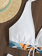 お買い得  ビキニセット-女性用ビキニ2ピース水着 ショーツ スリム バックレス バカンス ビーチウェア フローラル ホルターネック ノースリーブ 水着