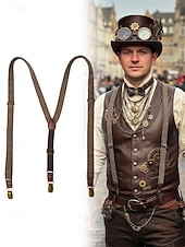 お買い得  アクセサリー-男性用ポリエステルサスペンダー、ヘリンボーンデザイン、ヴィンテージスタイル、ケルンカーニバルとコスチュームに最適