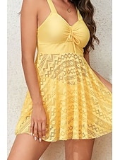 abordables Nadar-Trajes de baño de mujer vestidos de baño de dos piezas traje de baño de tankini sin espalda cintura alta ropa de playa de vacaciones color sólido escote en V trajes de baño sin mangas