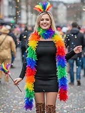 お買い得  アクセサリー-女性用マルディグラ羽毛ボア、複数の色、柔らかく軽量、カーニバルや仮面舞踏会に最適