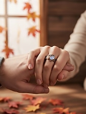 abordables Día de San Valentín-Anillo de rama de hoja de arce con piedra lunar de inspiración natural: anillo de compromiso bohemio vintage para mujer, joyería única para bodas y regalos