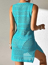 abordables Vestidos de playa-Mujer Bañadores Tapadera Vestido de Baño Traje de baño Cortado Vacaciones Ropa de playa Color sólido Escote en U Sin Mangas Trajes de baño