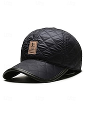 levne Pánské klobouky-Pánská baseballová čepice z umělé kůže se skládacími klapkami na uši, dostupná v několika barvách, ideální do chladného počasí a na běžné nošení