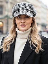 levne Dámské klobouky-Dámská polyesterová čepice s pepito vzorem – elegantní vintage design, více barev, stylová a pohodlná pro každodenní nošení