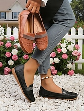economico Slip-ons e mocassini da donna-Mocassini casual cammello da donna – Loafers slip-on in ecopelle con cinturino in strass perfetti per un abbigliamento quotidiano comodo passeggiate ufficio guida e outfit casual
