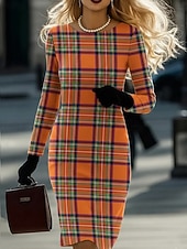 Χαμηλού Κόστους Ριγέ και γεωμετρικό φόρεμα-Γυναικεία Μίνι φόρεμα Κοντομάνικο φόρεμα Καθημερινό Ημιεπίσημα φορέματα Καθημερινά Γραφείο Κανονικό Γεωμετρικό Κυνηγόσκυλο Μακρυμάνικο Στρογγυλή Ψηλή Λαιμόκοψη