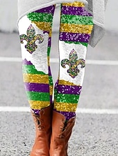 levne Dámské Mardi Gras Oblečení-Carnival dámské legíny aktivní dovolená móda dlouhé vysoký pas kalhoty grafika geometrické tisk vysoký střih komfortní venkovní pohodlné elastické dovolená formální festival fialová černá zelená léto