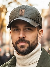 levne Pánské klobouky-Pánská baseballová čepice z umělé kůže se skládacími klapkami na uši, dostupná v několika barvách, ideální do chladného počasí a na běžné nošení