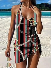 abordables Tankinis-Mujer Bañadores Tankini Falda Traje de baño Elegante Vacaciones Floral Graphic Escote en Pico Sin Mangas Trajes de baño