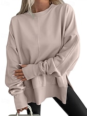 abordables Sweats à capuche-Femmes Sweatshirt Pull Patchwork Uni Occasionnel manche longue Col rond Hauts Réguliers Tenue Quotidienne Fête Sortir Bleu Noir Blanche Vert Grise Printemps Automne Hiver