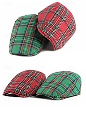 ieftine Accesorii-Șapcă plată în carouri pentru bărbați, cu tematică de Ziua Sfântului Patrick, țesătură din amestec de bumbac și poliester, opțiuni multiple de culoare, pălărie de vânzător de ziare casual și vintage pentru parade, petreceri, festivaluri și sărbători