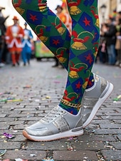 levne Dámská obuv-Zlaté metalické glitrové tenisky pro ženy Mardi Gras lehké karnevalové módní boty pro festivalové oblečení každodenní nošení cestování a oslavy