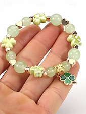  Dámský náramek s přívěsky ke Dni svatého Patrika, přívěsek se zeleným trojlístkem, korálkový design v různých stylech, slitina a umělé krystaly, slavnostní irské párty šperky pro ženy