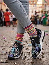 Недорогие Ботинки женские-Женские черные с блестками кроссовки на платформе для Марди Гра - сверкающая праздничная повседневная обувь для карнавальных парадов костюмированных вечеринок уличных празднований и веселых выходных