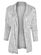 baratos Blusas Elegantes-Mulheres Blusa Tops de lantejoulas Franzido Paetês Patchwork Tecido Elegante Vintage Diário Manga Longa Colarinho de Camisa Tops regulares Diário Trabalho Feriado Azul Prata Preto Champanhe Dourado