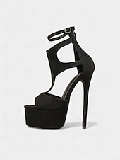 economico Sandali con Piattaforma-sandali con tacco a spillo da donna - sandali con plateau alto e punta aperta, cinturino alla caviglia con intaglio, stile sexy per le feste &amp;eventi del club