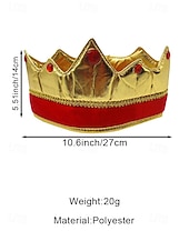 economico Accessori-Corona da re in tessuto poliestere per uomini – design dorato e rosso perfetta per feste di carnevale e balli in maschera