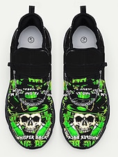  Pánské tenisky s potiskem lebky – unikátní zeleno-černý design s odolnou konstrukcí, ideální na Den svatého Patrika i na běžné nošení