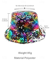 billiga Tillbehör-Kvinnors flerfärgad vändbar paljetthatt för Mardi Gras - glänsande diskokostymtillbehör för karneval rave och maskerad
