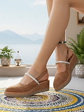 preiswerte Keilsandalen-Schwarze Slingback-Keilsandalen für Damen – bequeme Espadrille-Sandalen mit Strassriemen, perfekt für Urlaub, Strand und lässige Sommerausflüge
