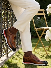 baratos Tênis de Vestir-Tênis casuais masculinos pretos e vermelhos para casamento – design esportivo elegante com ajuste confortável, ideal para convidados de casamento, casamentos na praia e celebrações informais.