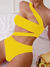 economico Costumi da bagno Donna-Per donna Costumi da bagno Intero Bikini Shorts Costume da bagno Senza schiena Vacanza Abbigliamento da Spiaggia Tinta unica Senza Spalline Senza Maniche Costumi da bagno