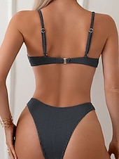 abordables Conjuntos de bikini-Mujer Bañadores Bikini 2 piezas Bermudas Traje de baño Espalda al Aire Vacaciones Ropa de playa Color sólido Escote en U Sin Mangas Trajes de baño