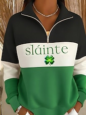 levne Mikiny a mikiny svatého Patrika-Mikina na Den svatého Patrika pro ženy grafika shamrock casual dlouhý rukáv půlzip běžné vršky casual sváteční zip černá oranžová zelená jaro podzim