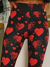 voordelige -Dames Leggings Gezellige leggings Vakantie Casual Volledige lengte Hoge taillePantsValentijnsdag Hart Grafisch Opdrukken Comfort Comfortabel Rekbaar Casual Dagelijks Vakantie Wit Blozend Roze Rood