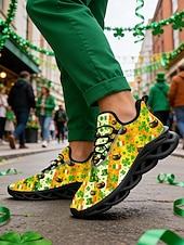  Pánské tenisky na Den svatého Patrika – zelený a květinový design s detaily trojlístku, ideální pro slavnostní oslavy