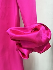 economico Lunghezza del pavimento-Abito da invitata di matrimonio a colonna di lunghezza fino al pavimento Abiti formali Abito da sera Abito per la madre della sposa a maniche lunghe scollatura alta elegante vintage formale con fiore