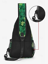  Bolso bandolera de poliéster para hombre, diseño de esmoquin del Día de San Patricio con estampados de tréboles y monedas, múltiples diseños, perfecto para celebraciones navideñas y uso diario.