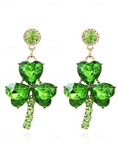  Pendientes de aleación para mujer con diseño de trébol de cristal verde, perfectos para el día de San Patricio y fiestas cotidianas, elegantes y festivos.