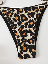 abordables Conjuntos de bikini-Mujer Bañadores Bikini 2 piezas Bermudas Traje de baño Espalda al Aire Vacaciones Ropa de playa Leopardo Cuello halter Sin Mangas Trajes de baño